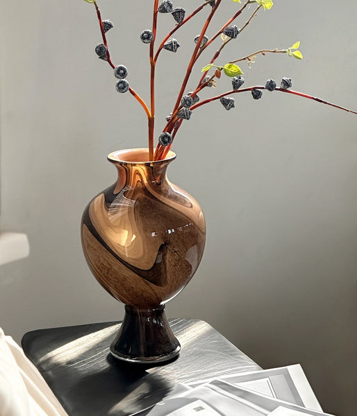 Modern Vases for Flowers, Unique Handmade Glass Bud Vases, Vintage Glass Flower Vases, Flower Vases on Table-LargePaintingArt.com