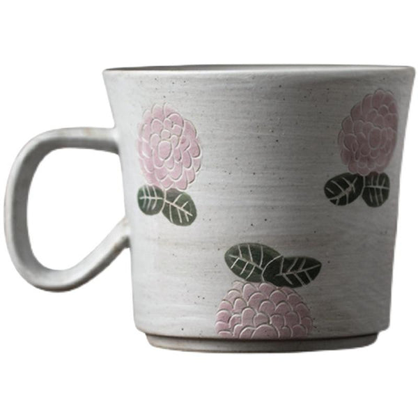 Handmade Pottery Coffee Cup, 10 oz Rose Ceramic Coffee Mug, Cappuccino Coffee Cup, Tea Cup-LargePaintingArt.com