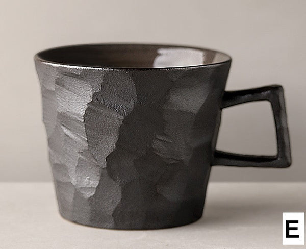 Large Capacity Coffee Cups, Modern Handmade Pottery Coffee Cup, Large Unique Tea Cup, Creative Brown White Black Blue Ceramic Coffee Mugs-LargePaintingArt.com