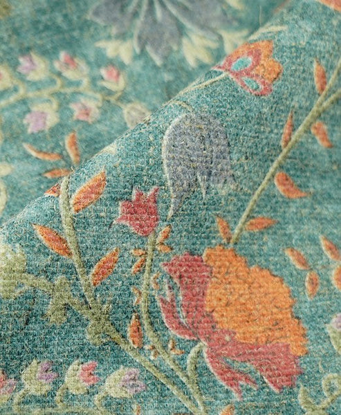 Garden Flowers Pattern Decorative Throw Pillows, Large Green Throw Pillow for Interior Design, Contemporary Square Modern Throw Pillows for Couch-LargePaintingArt.com