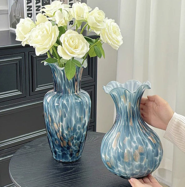 Modern Glass Bud Vases, Centerpiece Vases on Table, Handmade Liuli Vases, Color Glaze Vase, Contemporary Vases for Modern Home Decor-LargePaintingArt.com