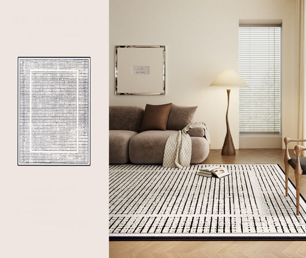 Mid Century Modern Rugs for Bedroom, Large Modern Rugs for Living Room, Contemporary Abstract Rugs under Dining Room Table-LargePaintingArt.com