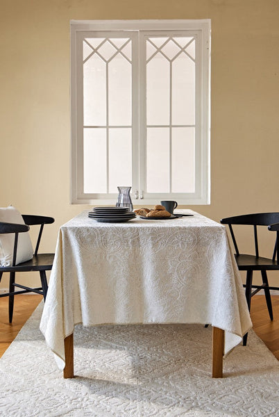 Simple Modern Rectangle Tablecloth for Dining Room Table, Cotton and Linen Flower Pattern Table Covers for Round Table, Square Tablecloth for Kitchen-LargePaintingArt.com