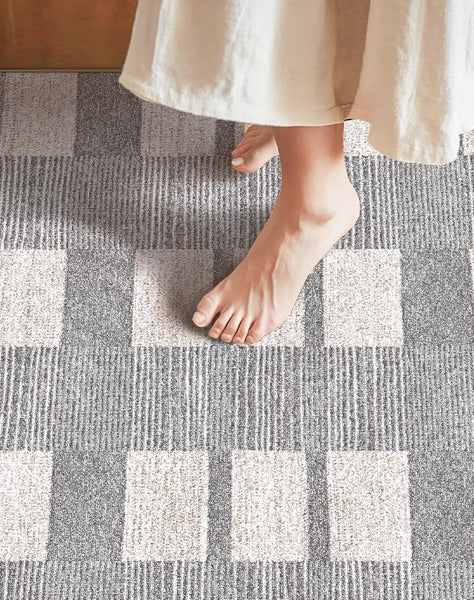 Dining Room Floor Rug, Large Gray Floor Rugs for Living Room, Modern Floor Rugs for Bedroom, Extra Large Geometric Modern Rugs for Office-LargePaintingArt.com