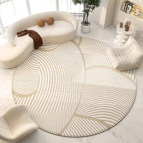 Contemporary Modern Rug for Living Room, Geometric Round Rugs for Dining Room, Modern Area Rugs for Bedroom, Circular Modern Rugs under Chairs-LargePaintingArt.com