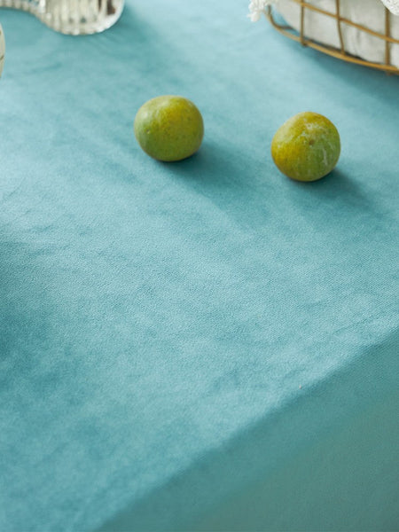 Ramie Velvet Rectangle Tablecloth for Home Decoration, Blue Square Tablecloth for Round Table, Modern Blue Table Cloth for Dining Room Table-LargePaintingArt.com