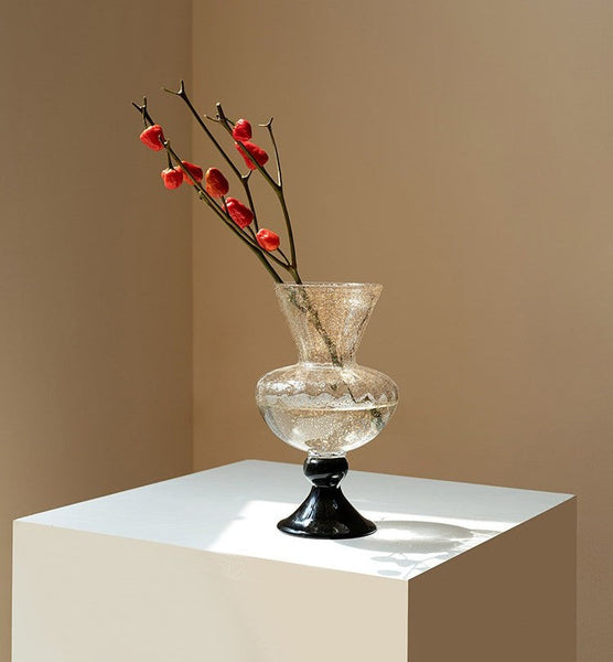 Contemporary Glass Vases, Mid Century Vases for Flowers, Handmade Modern Vases for Living Room, Unique Decorative Glass Vase, Centerpiece Vases on Table-LargePaintingArt.com