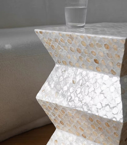 Unique Small End Table, Contemporary Bedside Table, Portable Casual Side Table, Shell Small Sofa Side Table, Creative Coffee Table-LargePaintingArt.com