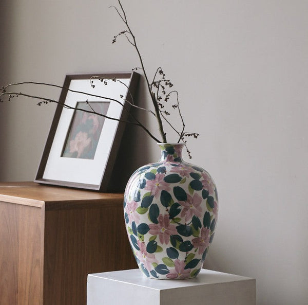 Unique Handmade Modern Flower Vase, Large Porcelain Vases for Modern Home Decor, Centerpiece Ceramic Bouquet Vases, Contemporary Vases on Dining Table-LargePaintingArt.com