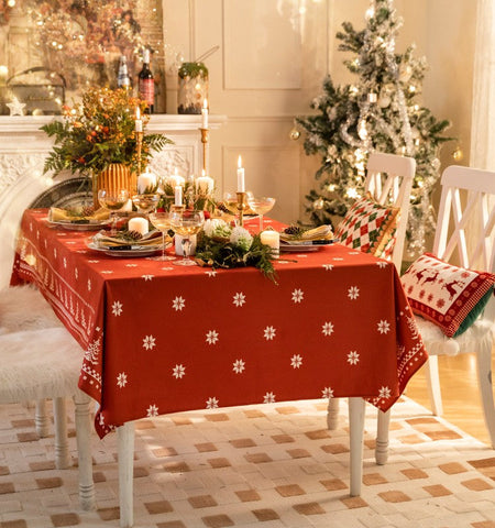 Extra Large Modern Rectangular Tablecloth for Dining Room Table, Christmas Edelweiss Table Covers, Square Tablecloth for Kitchen, Large Tablecloth for Round Table-LargePaintingArt.com