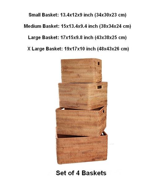 Large Storage Basket for Living Room, Kitchen Storage Baskets, Woven Storage Basket for Shelves, Rattan Storage Baskets for Toys-LargePaintingArt.com