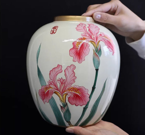 Large Flower Vases on Dining Table, Porcelain Flower Vases, Centerpiece Ceramic Bouquet Vases, Handmade Modern Flower Vase-LargePaintingArt.com