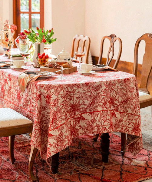 Modern Rectangle Tablecloth for Dining Room Table, Jungle Animals Leopard Parrot Pattern Tablecloth for Home Decoration, Large Square Tablecloth, Christmas Tablecloth-LargePaintingArt.com