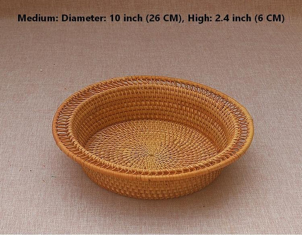 Rattan Small Storage Baskets, Round Storage Basket for Pantry, Kitchen Storage Baskets, Storage Basket for Dining Room-LargePaintingArt.com