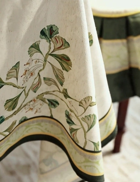 Extra Large Modern Rectangular Tablecloth for Dining Room Table, Ginkgo Leaves Table Covers, Square Tablecloth for Kitchen, Large Tablecloth for Round Table-LargePaintingArt.com