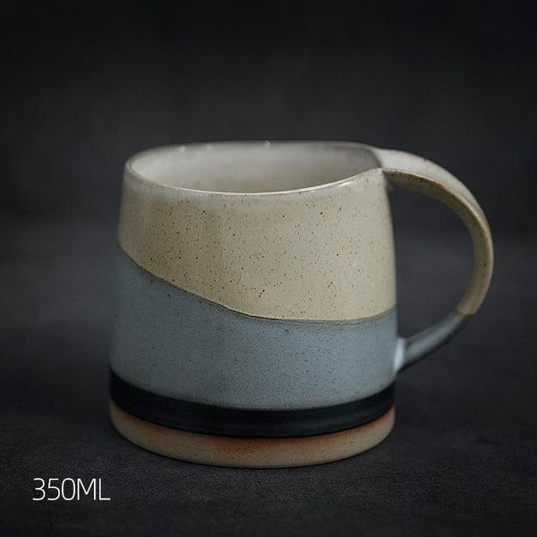 Black Pottery Coffee Cup, Ceramic Coffee Mug, Latte Coffee Cup, Handmade Coffee Cup, Large Tea Cup-LargePaintingArt.com