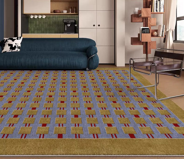 Mid Century Modern Rugs for Living Room, Vintage Area Rugs for Bedroom, Large Contemporary Area Rugs for Dining Room-LargePaintingArt.com