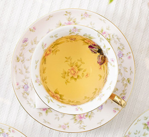 Elegant Ceramic Coffee Cups, Beautiful British Tea Cups, Unique Afternoon Tea Cups and Saucers in Gift Box, Royal Porcelain Tea Cup Set-LargePaintingArt.com