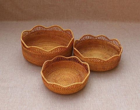 Round Storage Basket, Rattan Storage Basket for Shelves, Kitchen Storage Baskets, Woven Storage Baskets for Dining Room-LargePaintingArt.com