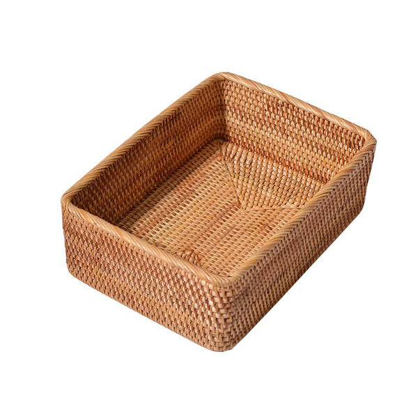 Rectangular Storage Baskets, Storage Baskets for Shelves, Woven Rattan Storage Basket, Kitchen Storage Baskets, Bathroom Storage Baskets-LargePaintingArt.com