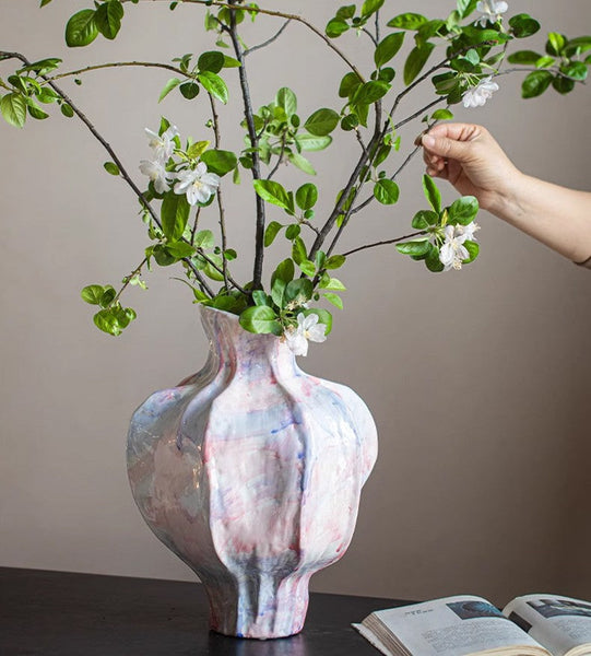 Handmade Modern Flower Vase, Centerpiece Ceramic Bouquet Vases, Large Contemporary Vases on Dining Table, Porcelain Vases for Modern Home Decor-LargePaintingArt.com