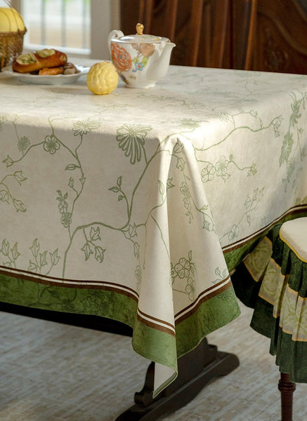 Spring Green Flower Table Covers, Large Modern Rectangle Tablecloth for Dining Table for Round Table, Farmhouse Table Cloth for Oval Table, Square Tablecloth for Kitchen-LargePaintingArt.com