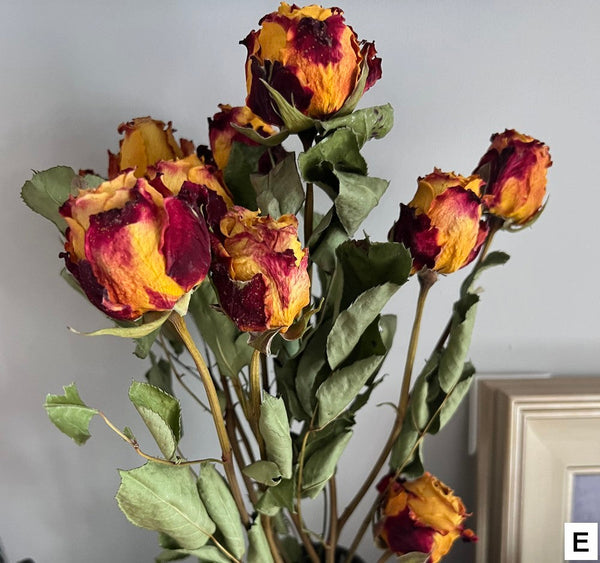 Dried Rose Floral Bouquet, Dried Rose Flowers, Natural Dried Rose Flower Bunches, A Bunch Dried Rose Flowers, Red Yellow Purple Dried Rose Flowers-LargePaintingArt.com