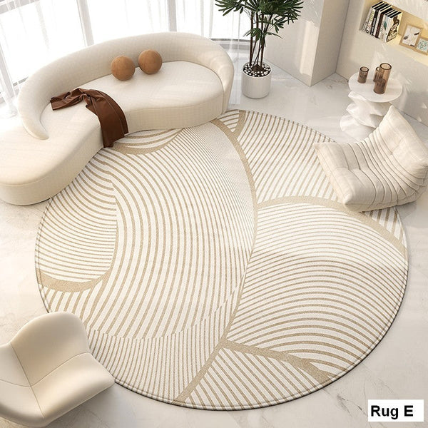 Modern Round Rugs for Bedroom, Dining Room Contemporary Round Rugs, Circular Modern Rugs under Chairs, Contemporary Modern Rug for Living Room-LargePaintingArt.com