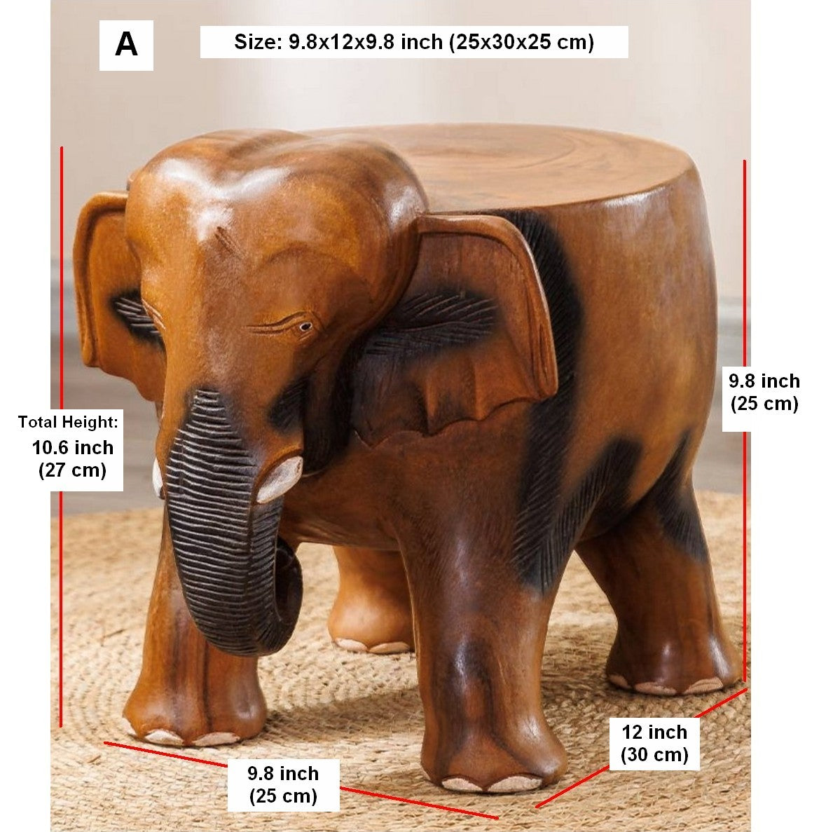 Handmade Solid Wood low Stool, Elephant Wooden Stool, Elephant Sofa Stool, Dining Table Stool, Creative Shoe-changing Stool-LargePaintingArt.com
