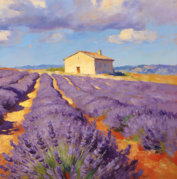 Original Small Paintings on Canvas, Provence lavender fields, Hand Painted Canvas Art, Small Landscape Paintings, Small Paintings on Canvas-LargePaintingArt.com
