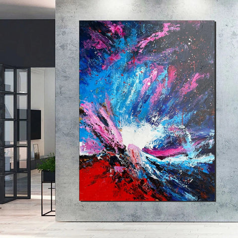 Abstract Paintings Behind Sofa, Contemporary Canvas Wall Art, Buy Paintings Online, Acrylic Paintings for Bedroom, Palette Knife Canvas Art-LargePaintingArt.com