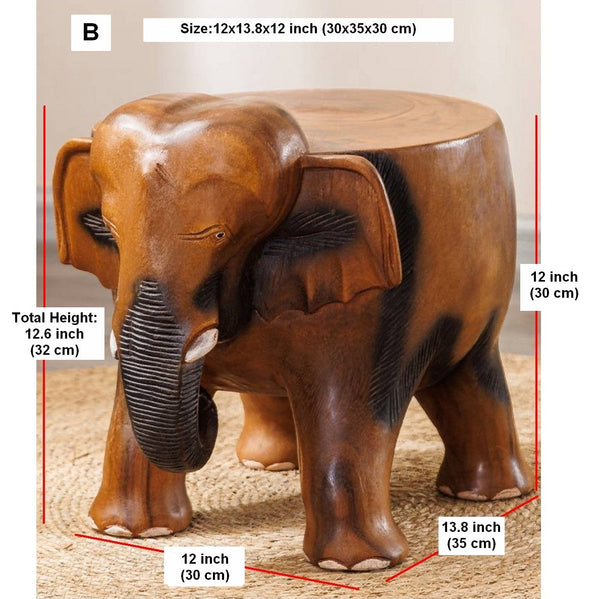 Handmade Solid Wood low Stool, Elephant Wooden Stool, Elephant Sofa Stool, Dining Table Stool, Creative Shoe-changing Stool-LargePaintingArt.com