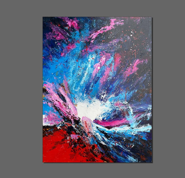 Abstract Paintings Behind Sofa, Contemporary Canvas Wall Art, Buy Paintings Online, Acrylic Paintings for Bedroom, Palette Knife Canvas Art-LargePaintingArt.com