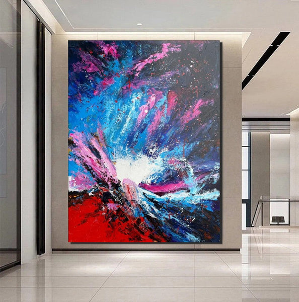 Abstract Paintings Behind Sofa, Contemporary Canvas Wall Art, Buy Paintings Online, Acrylic Paintings for Bedroom, Palette Knife Canvas Art-LargePaintingArt.com