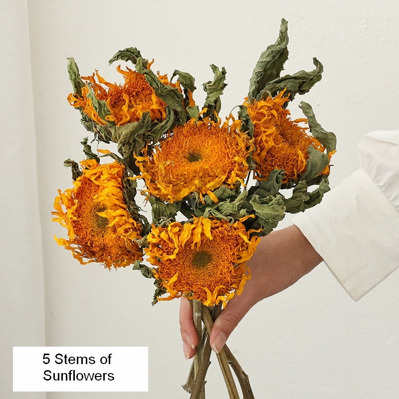 Natural Decorations, A Bunch of Sunflowers, Flower Arrangement, Handmade Artificial Flowers for Home Decor, Natural Dried Sunflower Stems-LargePaintingArt.com
