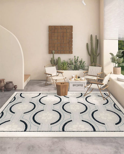Dining Room Abstract Floor Rugs, Contemporary Area Rugs Next to Bed, Hallway Modern Runner Rugs, Modern Rugs under Coffee Table-LargePaintingArt.com