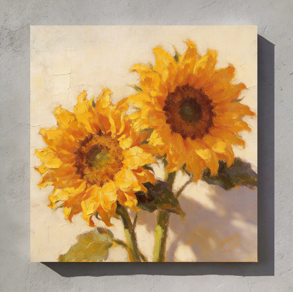 Small Canvas Artwork, Blooming Sunflowers, Still Life Painting, Hand Painted Canvas Art, Original Flower Paintings, Buy Small Artwork Online-LargePaintingArt.com