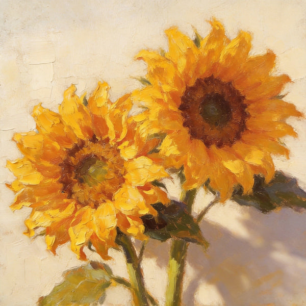 Small Canvas Artwork, Blooming Sunflowers, Still Life Painting, Hand Painted Canvas Art, Original Flower Paintings, Buy Small Artwork Online-LargePaintingArt.com