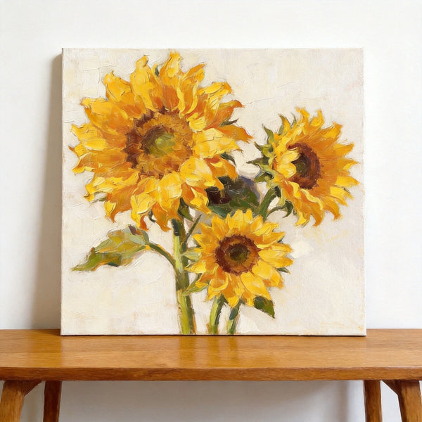 Blooming Sunflowers, Still Life Painting, Hand Painted Canvas Art, Small Canvas Artwork, Original Flower Paintings, Buy Small Paintings Online-LargePaintingArt.com