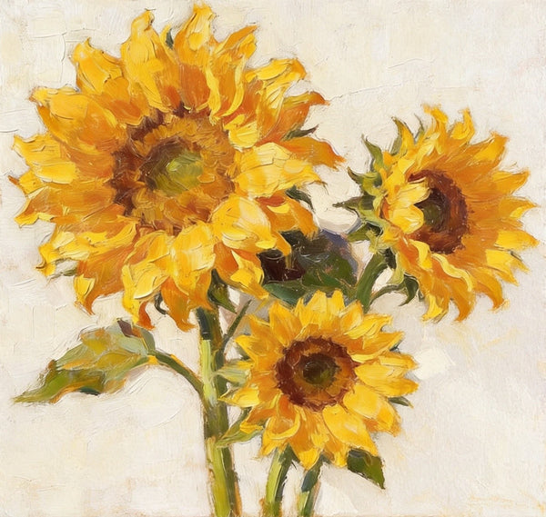 Blooming Sunflowers, Still Life Painting, Hand Painted Canvas Art, Small Canvas Artwork, Original Flower Paintings, Buy Small Paintings Online-LargePaintingArt.com