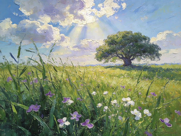 Morning on the Grassland, Small Landscape Paintings, Small Oil Paintings on Canvas, Original Oil Paintings, Small Paintings on Canvas, Hand Painted Canvas Art-LargePaintingArt.com