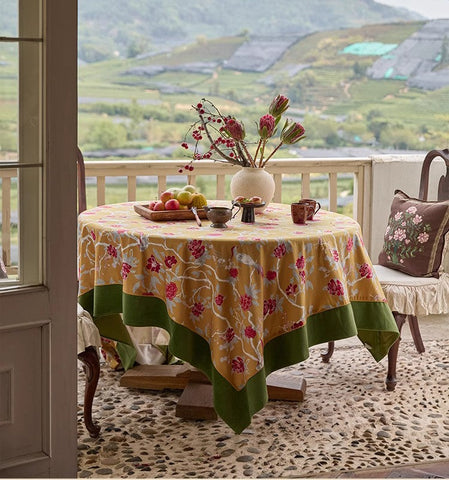 Farmhouse Table Cloth, Dining Room Flower Table Cloths, Large Square Tablecloth for Round Table, Extra Large Rectangular Table Covers for Kitchen-LargePaintingArt.com