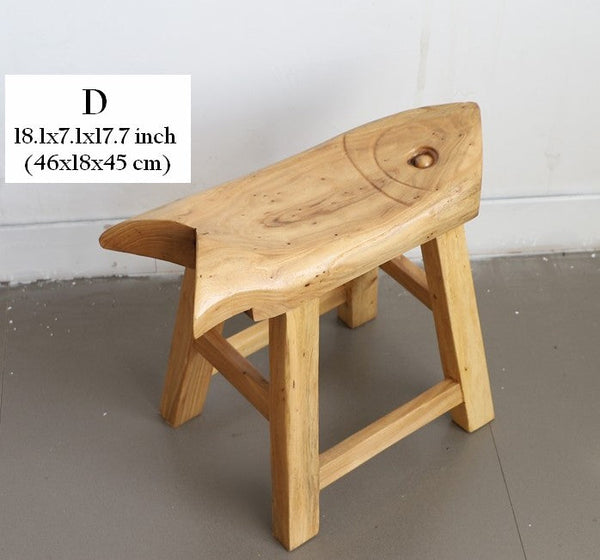 Children's Wooden Stool, Sofa Stool, Dining Table Stool, Handmade Solid Wood low Stool, Creative Shoe-changing Stool, Old Elm Wood Stool-LargePaintingArt.com