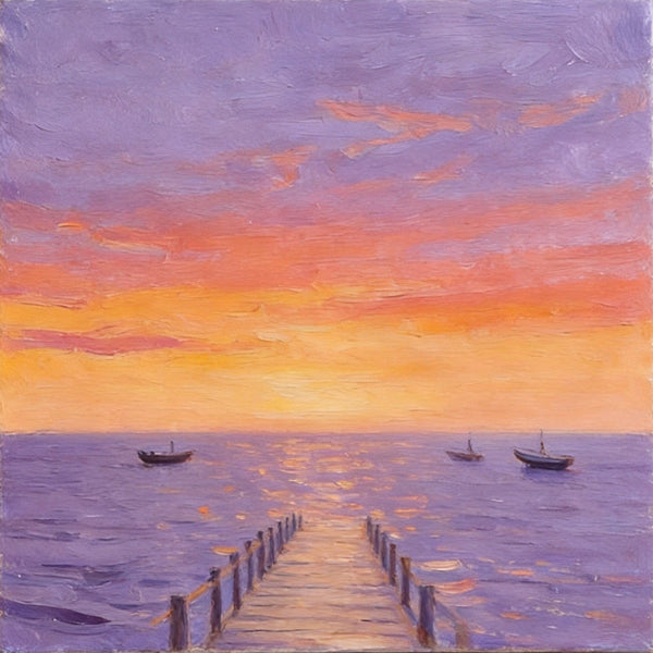Serene Hour of the Ocean Sunset, Sunset Paintings, Hand Painted Canvas Art, Small Canvas Wall Art Paintings, Original Seascape Paintings, Original Oil Paintings, Buy Small Artwork Online-LargePaintingArt.com
