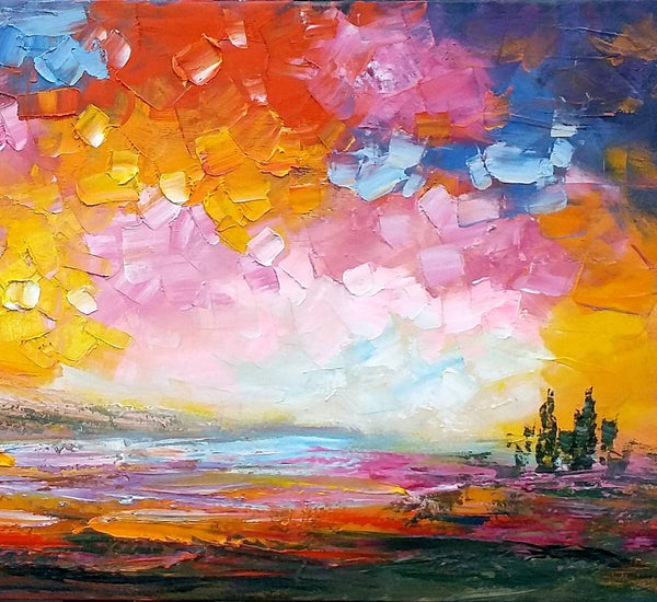 Abstract Landscape Paintings, Original Oil Painting, Custom Canvas Painting, Oil Painting for Sale-LargePaintingArt.com