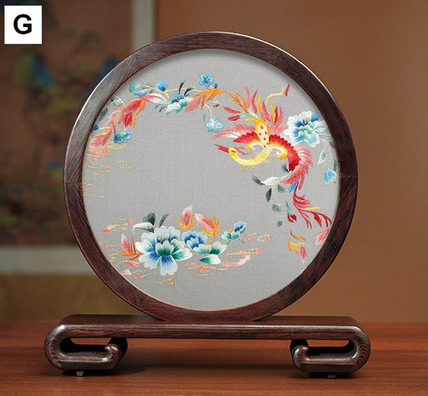 Exclusive Business Presents, Flower and Birds Silk Embroidery Ornaments, Creative Birthday Gift, Premium Souvenir, Traditional Chinese Suzhou Silk Embroidery-LargePaintingArt.com