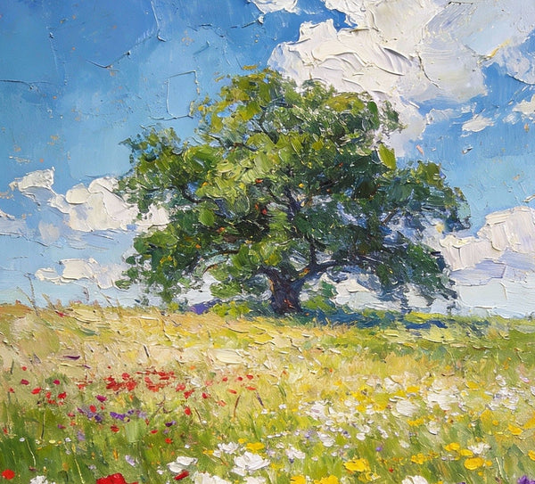 Summer Meadow, Wildflowers in the Open Air, Original Artwork Small Paintings, Heavy Texture Wall Art Paintings, On Canvas Small Paintings, Hand Painted Canvas Art-LargePaintingArt.com