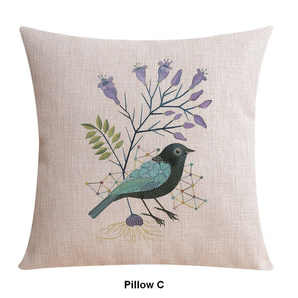 Simple Decorative Pillow Covers, Decorative Sofa Pillows for Living Room, Love Birds Throw Pillows for Couch, Singing Birds Decorative Throw Pillows-LargePaintingArt.com