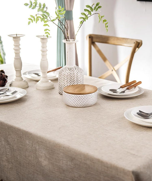 Cotton and Linen Tablecloth for Home Decoration, Large Rectangle Table Cover for Dining Room Table, Modern Table Cloth, Square Tablecloth for Round Table-LargePaintingArt.com