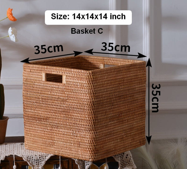 Storage Basket for Shelves, Large Rectangular Storage Basket, Storage Baskets for Kitchen, Woven Storage Basket for Living Room-LargePaintingArt.com